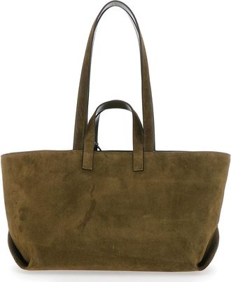 A.P.C. Womens Tote Bag Le Drummer Green Suede Calf Leather