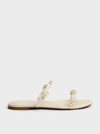 Charles & Keith Orinda Knot-Pearl Slide Sandals