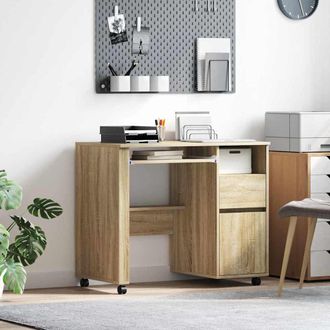 vidaXL Vidaxl - Scrivania Con Ruote Con Cassetto Rovere Sonoma 91 X 50 X 77 Cm