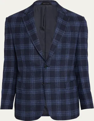 Giorgio Armani Mens Glen Plaid Single-Breasted Sport Coat