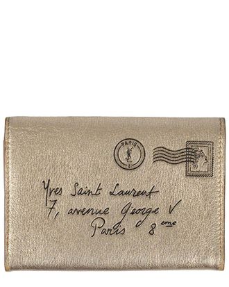 Saint Laurent Gold Leather Card Holder - 00S (Authentic Pre-Loved)