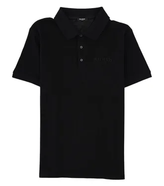 Balmain Black Shirt Collar Polo