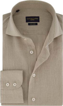 Cavallaro Overhemd Cavallaro beige gemeleerd Ferentino slim fit