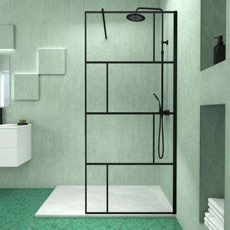 Aurlane Pack Mampara De Ducha 90x195 Cm Y Plato De Ducha Blanco Efecto Piedra 140x90 Cm