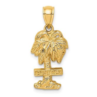 Diamond2Deal 14k Yellow Gold ARUBA On Palm Tree Pendant