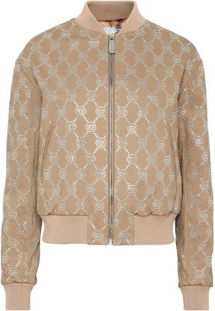 Philipp Plein Bomber Monogram - Dames - Bomber jackets - Beige - S - Wol - Jassen