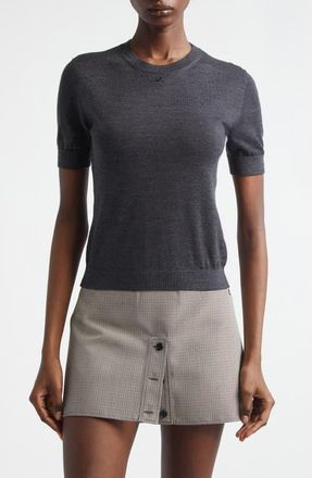 Courr&egrave;ges AC Logo Merino Wool Sweater in Carbon at Nordstrom, Size X-Small