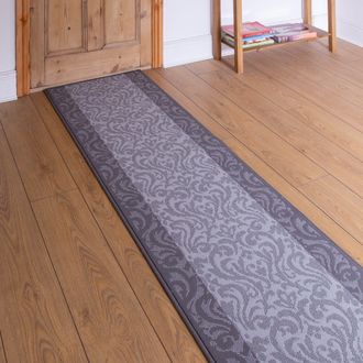 Runrug Hallway Carpet Runner Rug - Soft & Comfy, 9mm - Baroque in Light Grey | Size: 70 cm x 420 cm