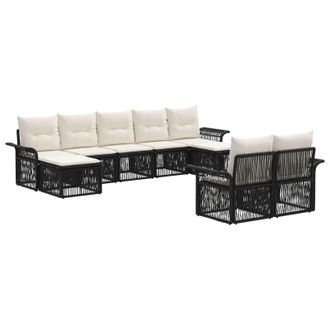 vidaXL Conjunto De Sof&aacute;s De Jard&iacute;n 9 Pcs Negro Rat&aacute;n Sint&eacute;tico Vidaxl