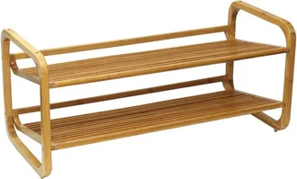 Oceanstar 2 Tier Bamboo Shoe Rack, Rounded