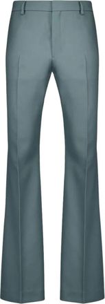Ami Groene Wollen Wijde Pijp Broek - Dames - Wijde Broeken - Groen - L - Wol - Broeken