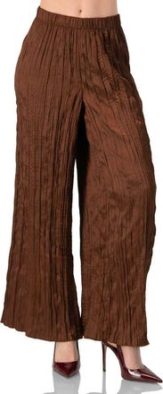 Ivonne Wide-Leg Brown Pleated Trousers at Nordstrom, Size 14