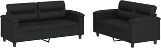 vidaXL Vidaxl - Juego De Sof&aacute;s Con Cojines 2 Piezas Cuero Sint&eacute;tico Negro
