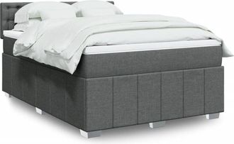 vidaXL Vidaxl - Cama Box Spring Con Colch&oacute;n Tela Gris Oscuro 160x200 Cm