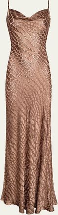 L'agence Christine Cowl-Neck Burnout Satin Gown