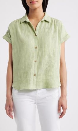 Beach Lunch Lounge Devin Gauze Shirt in Light Grass at Nordstrom, Size X-Small