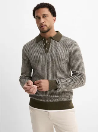 Le 31 Mens Herringbone jacquard knit polo
