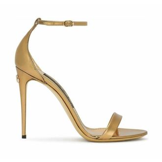 Dolce & Gabbana Keira Metallic Hoge Hak Sandalen - Dames - Schoenen - Geel - Maat: 39 1/2 EU Leer