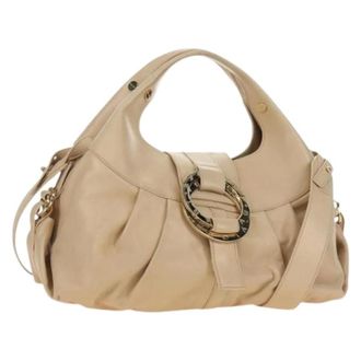 Bulgari Pre-owned Vintage Hand Bag - Dames - Pre-owned - Beige - Maat: ONE Size Leer