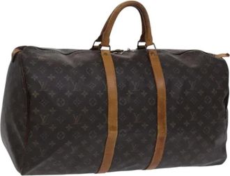 Louis Vuitton Tweedehands Canvas Louis Vuitton tassen - Dames - Vintage Weekendtas - Bruin - ONE Size - Leer - Vintage