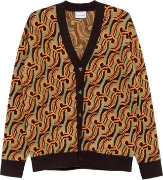 Dr&ocirc;le de Monsieur Abstract-pattern Jacquard-knit Cardigan