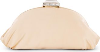 Badgley Mischka Leia Satin Pouch Clutch in Nude at Nordstrom, Size Small