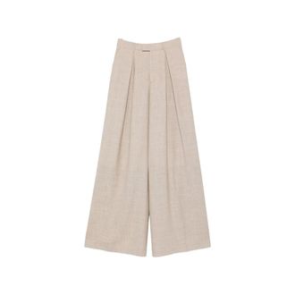Berwick 1707 Wide Trousers, female, Beige, Size: M Nina Pleat Trousers
