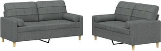 vidaXL Vidaxl - Juego De Sof&aacute;s Con Cojines 2 Piezas Tela Gris Oscuro