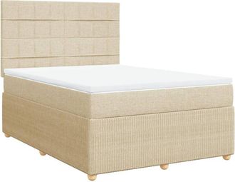 vidaXL Cama Box Spring Con Colch&oacute;n Tela Color Crema 160x200 Cm Vidaxl