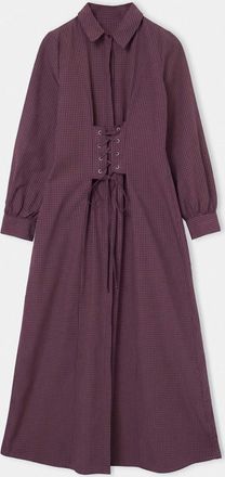 Trendyol Modest Dames Bordeaux Geruit Maxi Lang Blousejurk Modest Jurken
