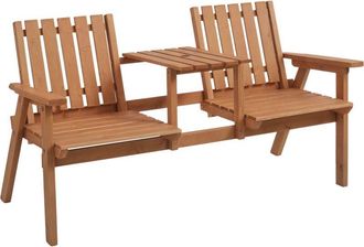 OUTSUNNY 2-Seater Wooden Garden Bench Patio Antique Loveseat with Armrest Orange