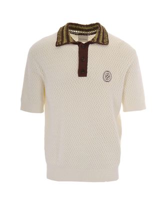 Dr&ocirc;le de Monsieur Off White Miroir Maille Ajour&eacute; Polo Shirt