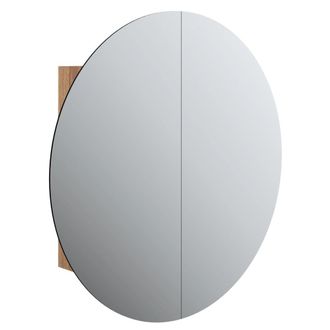 vidaXL Armario De Ba&ntilde;o Con Espejo Redondo Y Led Roble 54x54x17,5 Cm Vidaxl