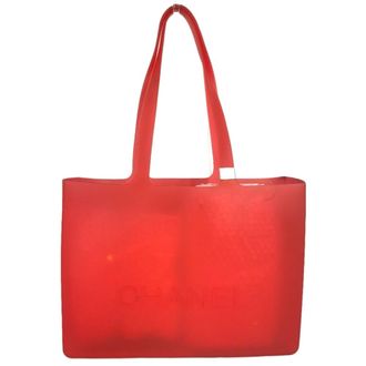 Chanel Red Color Rubber Shoulder Bag Tote Bag (Pre-Owned)