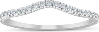 Pompeii3 1/4 Ct Curved Diamond Guard Enhancer Wedding Ring 10k White Gold