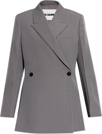 Jil Sander Blazers, female, Gray, Size: S Double-breasted Blazer with Side Vents