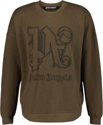 Palm Angels Heren, Sweatshirts & Hoodies, Bruin, Maat: M Katoen