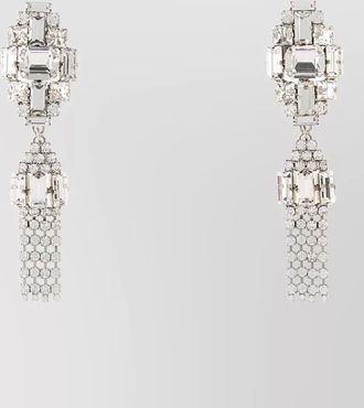 Alessandra Rich metal earrings crystal accents dangling geometric