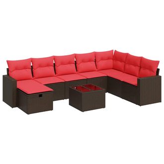 vidaXL Vidaxl - Set Divani Da Giardino 9pz Con Cuscini Marrone In Polyrattan