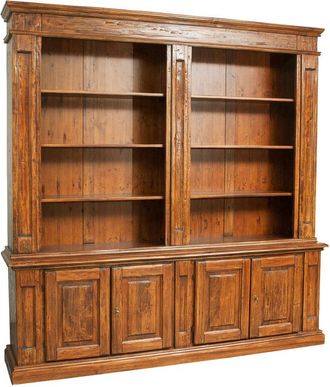 Biscottini International Biblioteca Country de madera maciza de tilo acabado con efecto nogal 230x47x235 cm