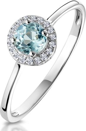 The Diamond Store 0.37ct Aquamarine and Diamond Stellato Ring in 9K White Gold