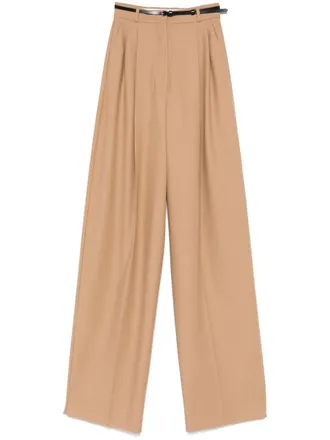 Sportmax Kiens12 trousers - women - Elastane/Calf Leather/Virgin Wool - 40 - Brown