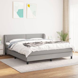 vidaXL Vidaxl - Cama Box Spring Con Colch&oacute;n Tela Gris Claro 180x200 Cm