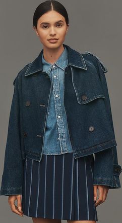 Closed Cropped Denim Trench Coat Jacket