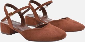 XY London Womens XY London Womens/Ladies Hilary Strappy Low Heel Court Shoes - Brown - Size: 5