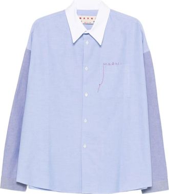 Marni Pocket Long-sleeve Shirt - Heren - Casual Overhemden - Blauw - XL - Katoen - Overhemden