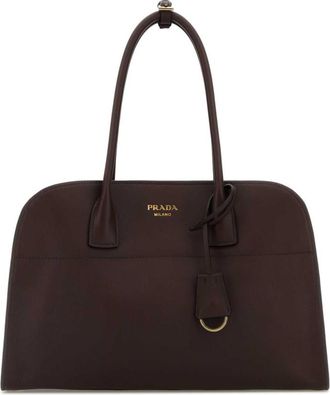 Prada Dark Brown Logo Medium Tote