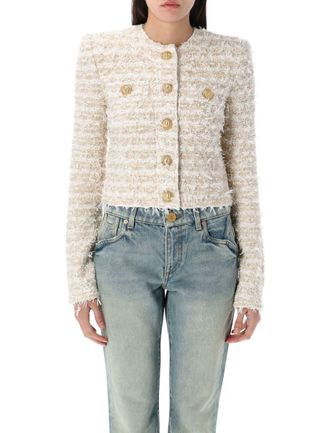 Balmain Cropped Tweed Jacket