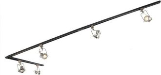 QAZQA Moderno Sistema De Riel Con 5 Focos Monof&aacute;sicos Negros Con Acero - Suplux Acero Alargada Adecuado Para Led Max. 5 X 50 Watt - Qazqa