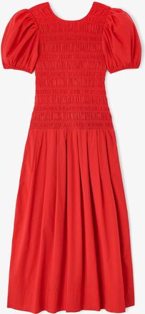 Ganni Goji Berry Dress in Smocked Cotton - Size 10/12 Organic
